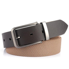 Men's Microfiber Pin Buckle Belt Casual Lightweight Inner Silver Buckle Belt