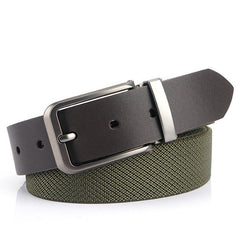 Men's Microfiber Pin Buckle Belt Casual Lightweight Inner Silver Buckle Belt
