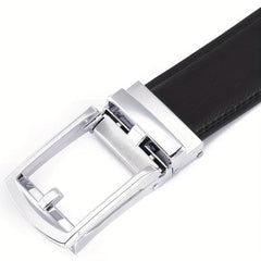 Men's Leather Belt Ratchet Buckle Business Suit Waist Strap High Belt