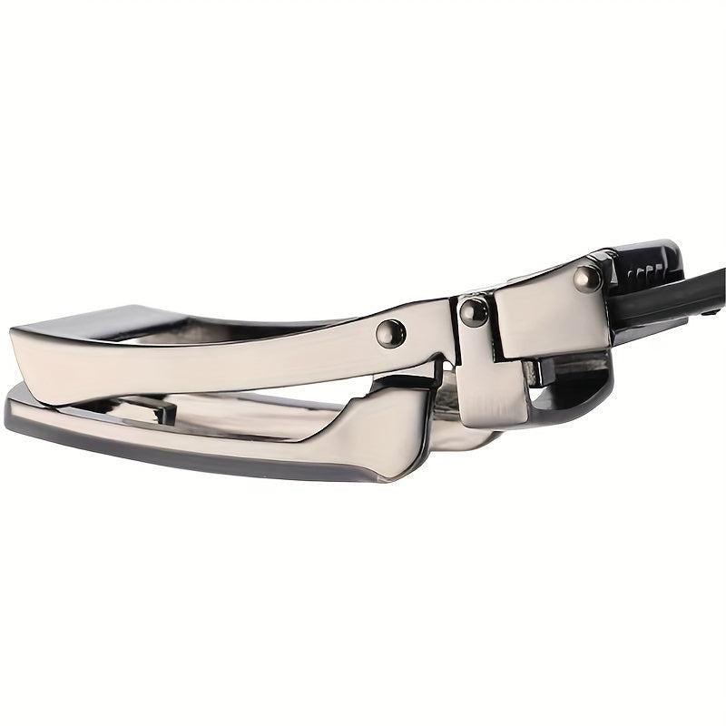 Men's Leather Belt Ratchet Buckle Business Suit Waist Strap High Belt