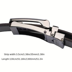 Men's Leather Belt Ratchet Buckle Business Suit Waist Strap High Belt