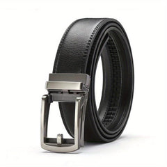 Men's Leather Belt Ratchet Buckle Business Suit Waist Strap High Belt