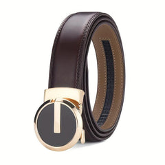Men's Leather Belt Automatic Buckle 3 Wide Adjustable Length