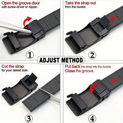 Men's Leather Belt Automatic Buckle 3 Wide Adjustable Length