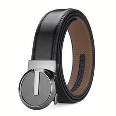 Men's Leather Belt Automatic Buckle 3 Wide Adjustable Length