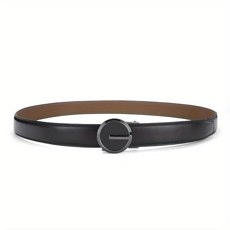 Men's Leather Belt Automatic Buckle 3 Wide Adjustable Length