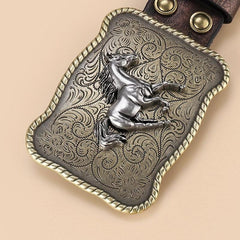 Retro Western Cowboy Belt Running Horse Buckle Belts