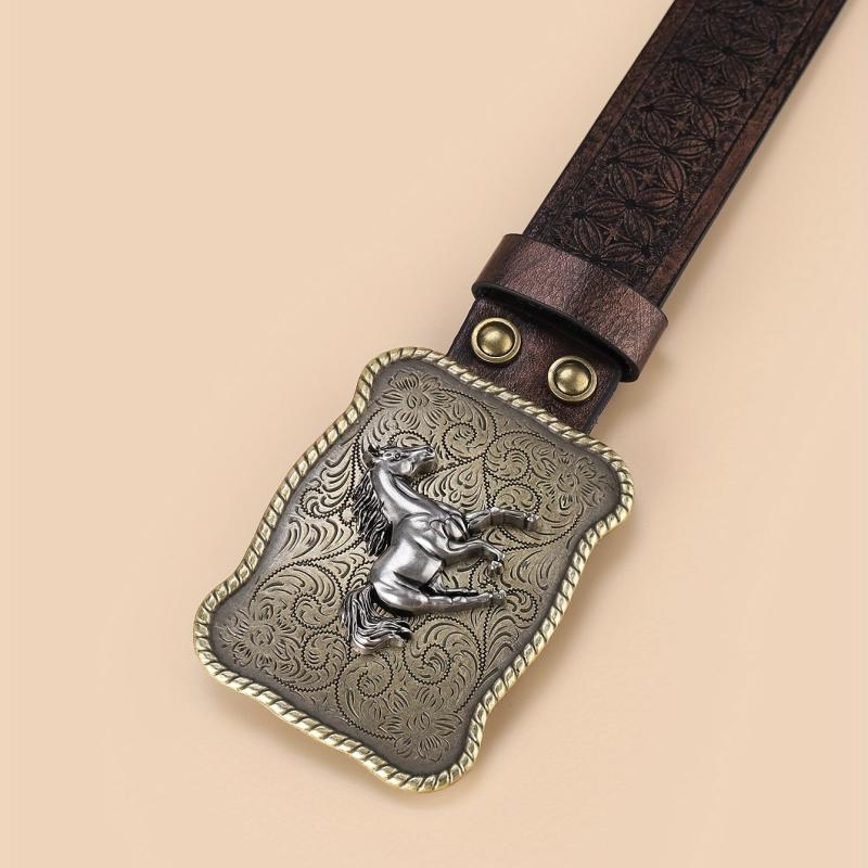 Retro Western Cowboy Belt Running Horse Buckle Belts