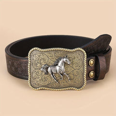 Retro Western Cowboy Belt Running Horse Buckle Belts