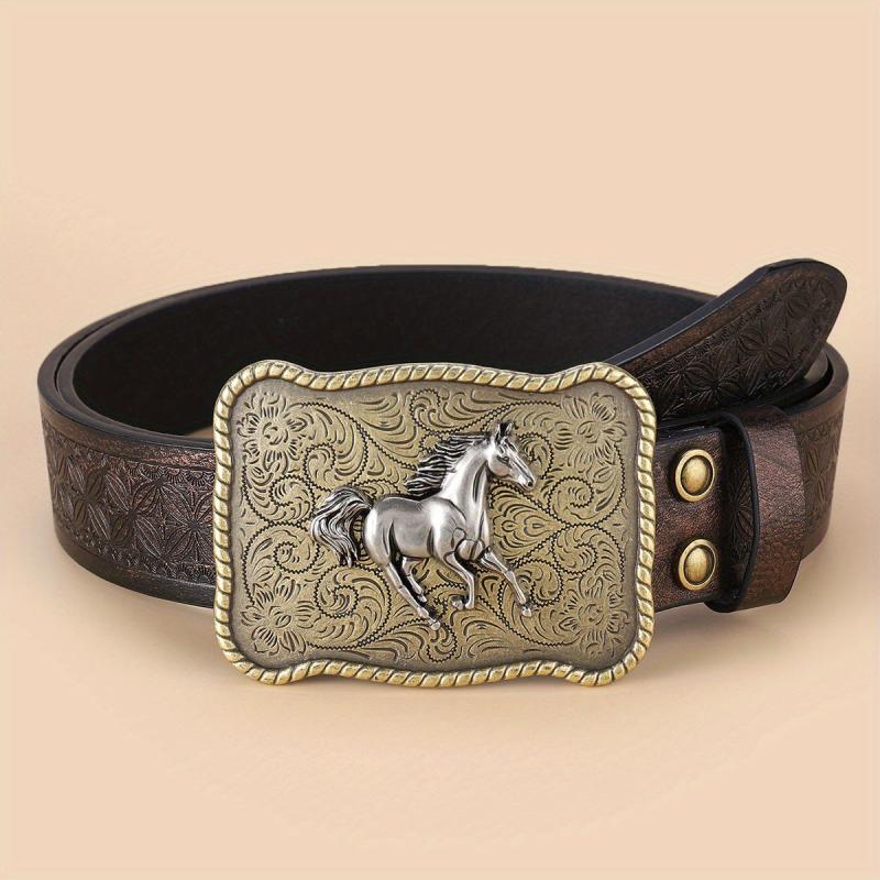 Retro Western Cowboy Belt Running Horse Buckle Belts