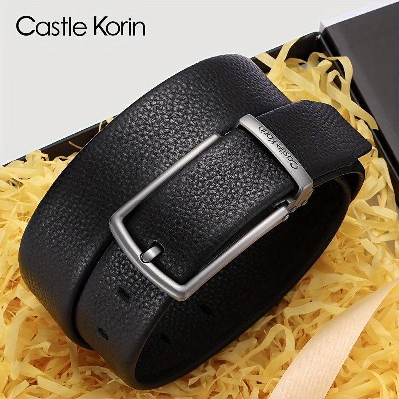 Men's High Leather Belt First Layer Cowhide Alloy Buckle - 37in Wide