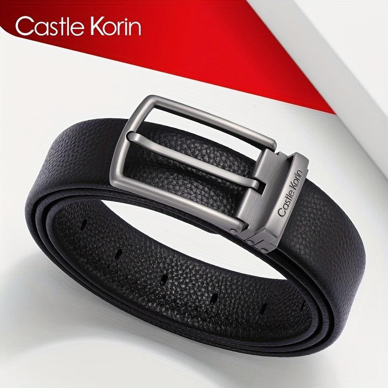 Men's High Leather Belt First Layer Cowhide Alloy Buckle - 37in Wide