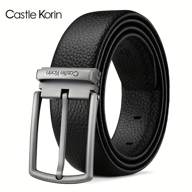Men's High Leather Belt First Layer Cowhide Alloy Buckle - 37in Wide