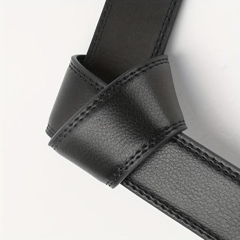 Men's Leather Belt Alloy Automatic Buckle Business Suit Waist Strap