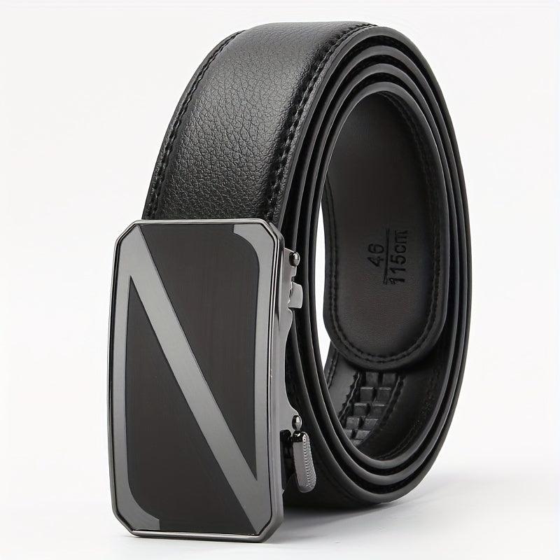 Men's Leather Belt Alloy Automatic Buckle Business Suit Waist Strap