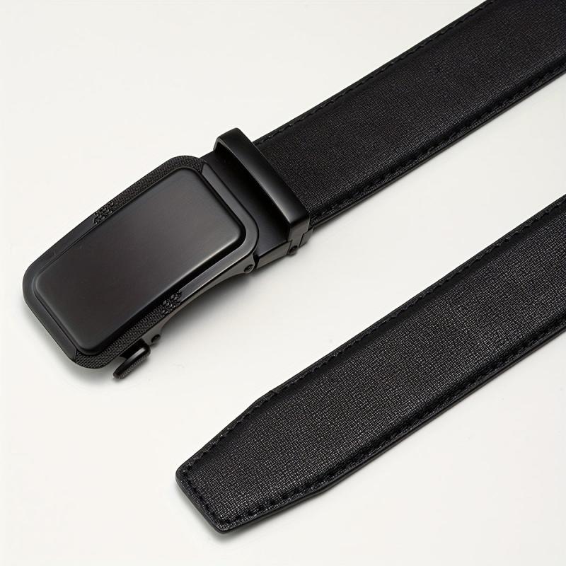 Men's Automatic Buckle PU Belt for Uniform Dress