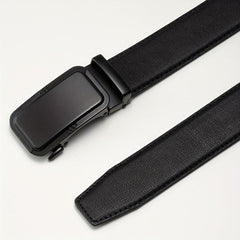 Men's Automatic Buckle PU Belt for Uniform Dress