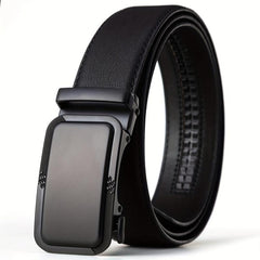 Men's Automatic Buckle PU Belt for Uniform Dress