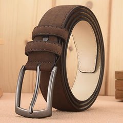 Men's Suede Belt Retro Alloy Buckle Plus Size High End Belt