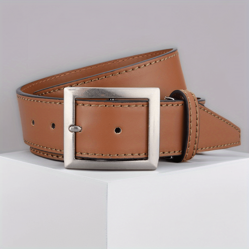 Men's Square Buckle Decorative Belt for Outdoor Party Holiday Business