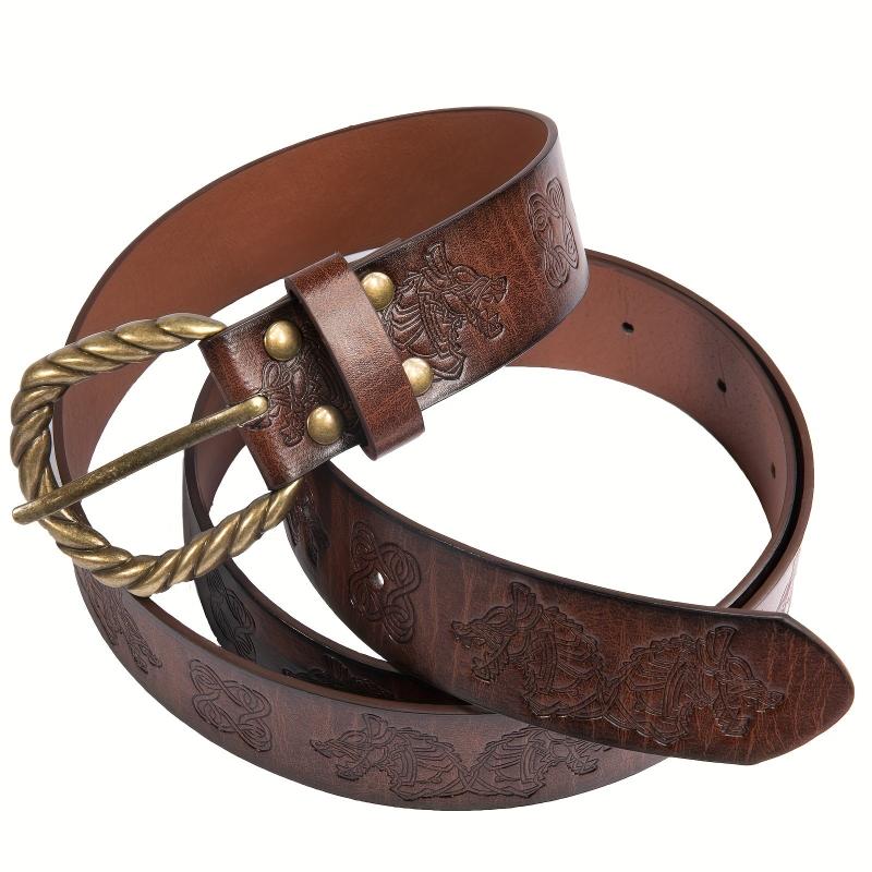 Viking Fenrir Embossed Leather Belt Medieval Retro Knight COSPLAY Stage Props