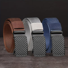 Men's Zinc Alloy Ratchet Belt Nylon Leather Belt