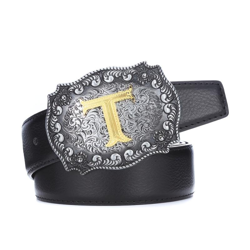 Casual Western Denim Letter T Belt Buckle