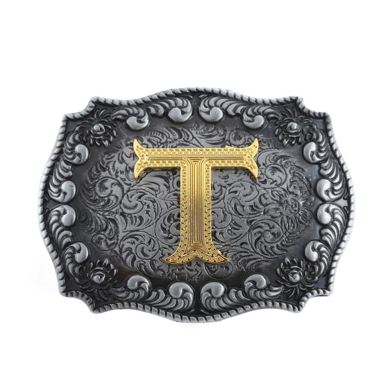 Casual Western Denim Letter T Belt Buckle