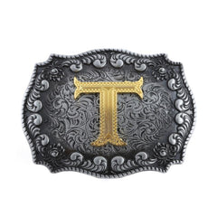Casual Western Denim Letter T Belt Buckle