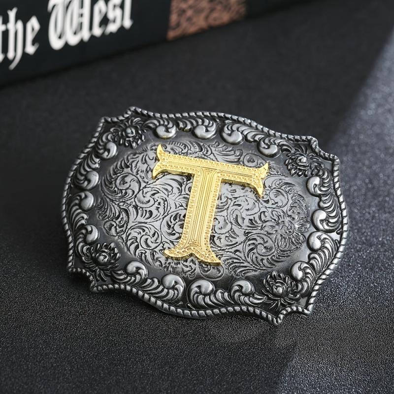 Casual Western Denim Letter T Belt Buckle