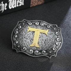 Casual Western Denim Letter T Belt Buckle