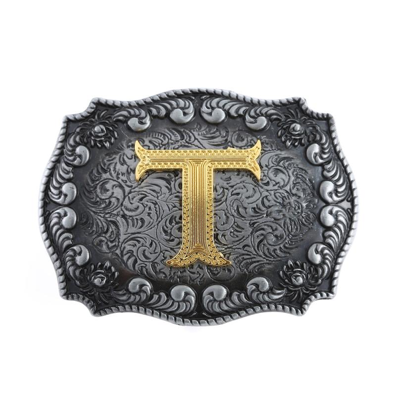 Casual Western Denim Letter T Belt Buckle