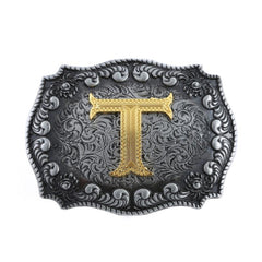 Casual Western Denim Letter T Belt Buckle