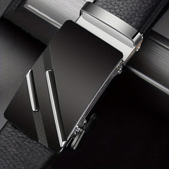 Men's 47in Faux Leather Auto Buckle Business Belt