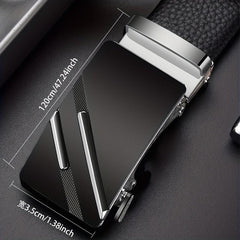 Men's 47in Faux Leather Auto Buckle Business Belt
