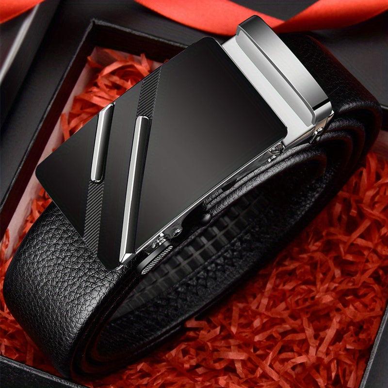 Men's 47in Faux Leather Auto Buckle Business Belt