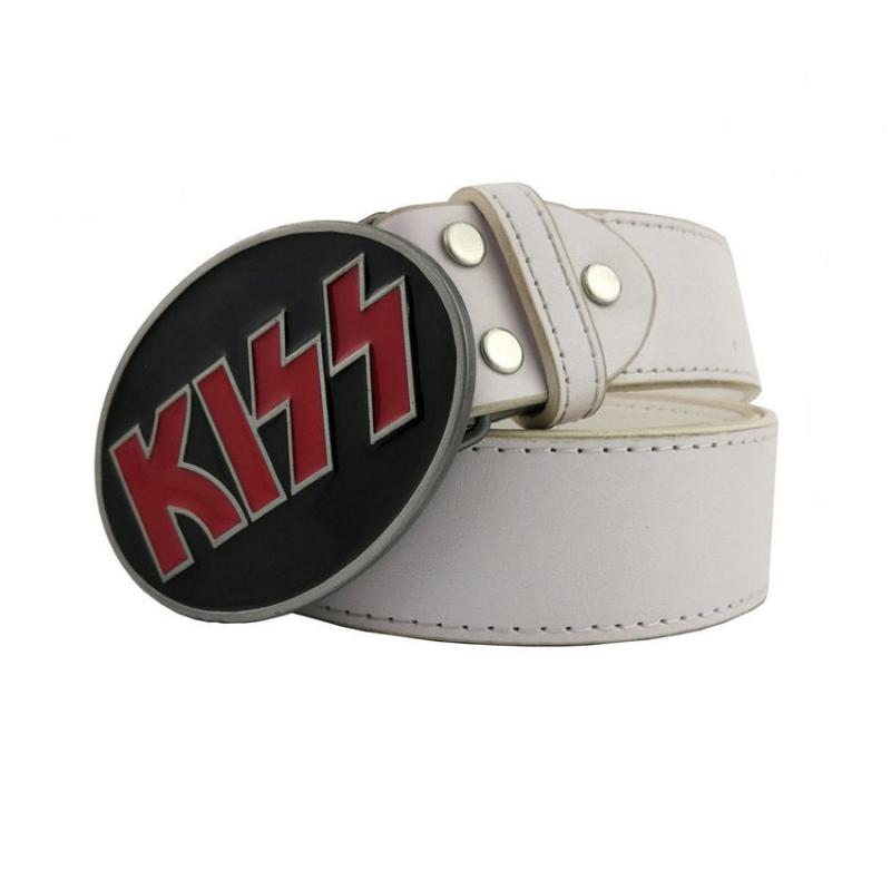 Kiss Metal Belt Buckle with Leather Belt