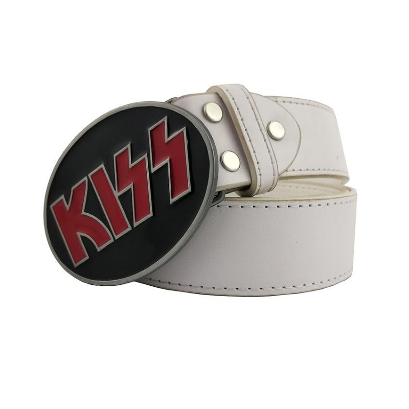 Kiss Metal Belt Buckle with Leather Belt