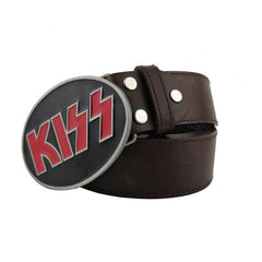 Kiss Metal Belt Buckle with Leather Belt