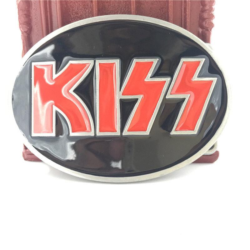 Kiss Metal Belt Buckle with Leather Belt