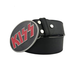 Kiss Metal Belt Buckle with Leather Belt