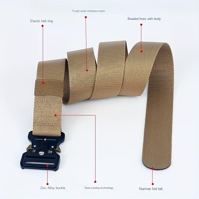 21inch Men's Nylon Tactical Belt Quick Release Buckle Elastic Stretch Canvas Web