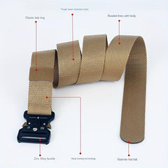 21inch Men's Nylon Tactical Belt Quick Release Buckle Elastic Stretch Canvas Web