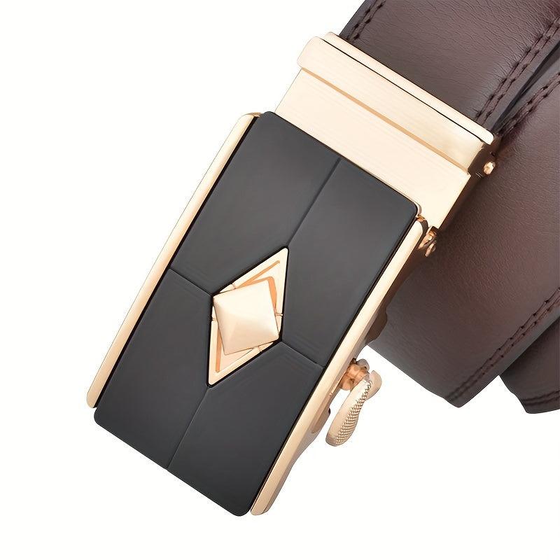 Argyle Style Men's Automatic Buckle Belt Business Leather Belt
