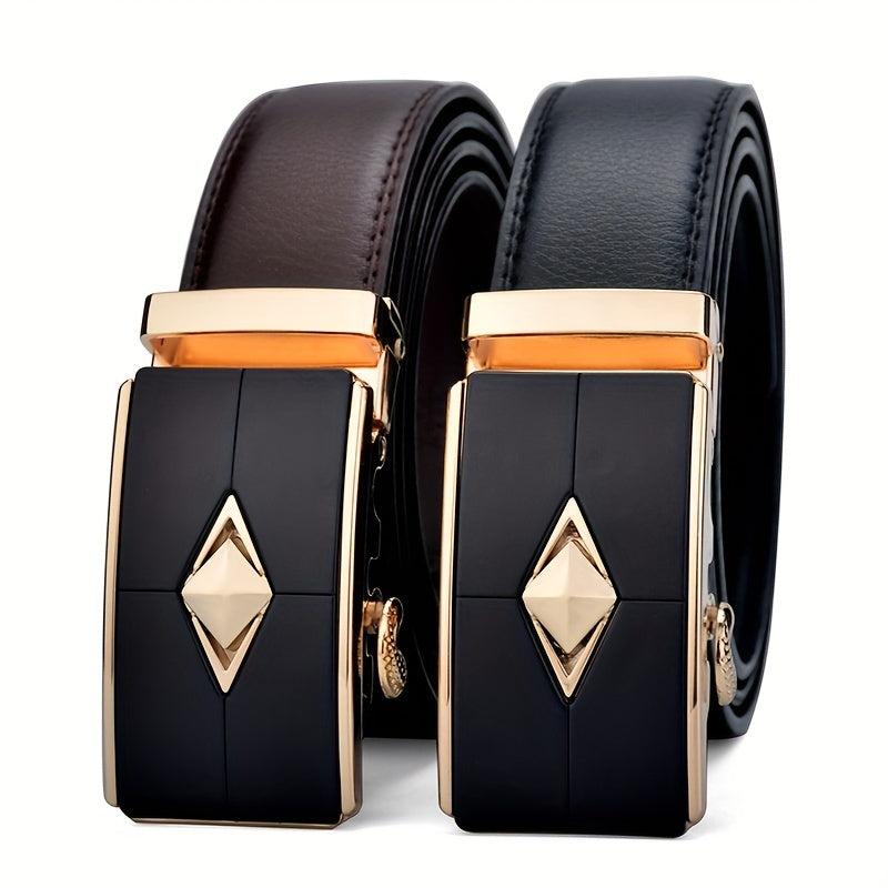 Argyle Style Men's Automatic Buckle Belt Business Leather Belt