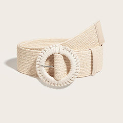 Boho Style Straw Belt Handwoven Buckle PP Grass Belt Stretch Skinny Belt