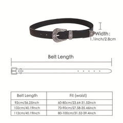 Western Turquoise Engraved Buckle Belt Vintage PU Leather Jeans Pants Belt