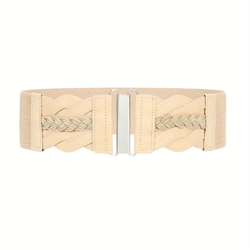 Vintage Braided Wide Elastic Waistband Belt for Women