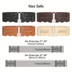 Vintage Braided Wide Elastic Waistband Belt for Women