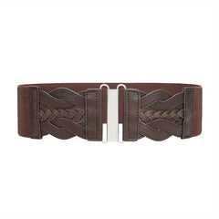 Vintage Braided Wide Elastic Waistband Belt for Women